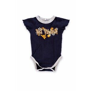 West Virginia Mountaineers Baby Onesie 6-9M Navy Ruffle Sleeve WVU Game Day